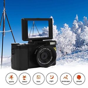 Digital Video Camera, 2.7K 48MP Vlogging Camera, HD Digital Camera for YouTube, 3in LCD 180°Rotation Screen, USB Charging, Wide Angle Lens, 800mAh Battery, Support 128GB Memory Card