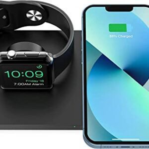 2 in 1 Wireless Charger Station, Fast Chargeur Wireless Charger Stand, Fully-Charged in 3.5H, Compatible with iPhone 8 to 14 pro, Nightstand Mode for Watch Series((No Adapter and Watch Cable)