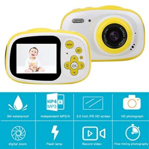 Astibym Children Digital Camera, IPS HD Display Screen 2 Inch Dustproof Waterproof Camera with Children's Camera for Share Photo for Take Pictures(Yellow)