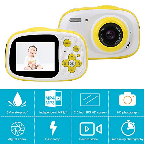Astibym Children Digital Camera, IPS HD Display Screen 2 Inch Dustproof Waterproof Camera with Children's Camera for Share Photo for Take Pictures(Yellow)