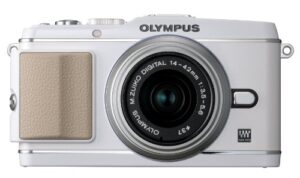 olympus pen e-p3 12.3 mp live mos mirrorless digital camera with 14-42mm zoom lens (white) (old model)