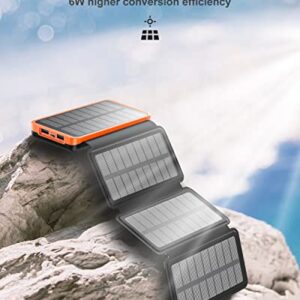 Hiluckey Solar Charger 25000mAh, Outdoor USB C Portable Power Bank with 4 Solar Panels, 3A Fast Charge External Battery Pack with 3 USB Outputs Compatible with Smartphones, Tablets, etc.