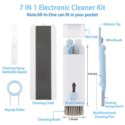 KITANIS Keyboard Cleaning Kit,7 in 1 Electronic Cleaner Kit,2 Pack Multi-Function Soft Brush Cleaning Tools Kit for Airpods/Cell Phone/PC/Laptop/Computer/Bluetooth Earphones (3nd Generation)