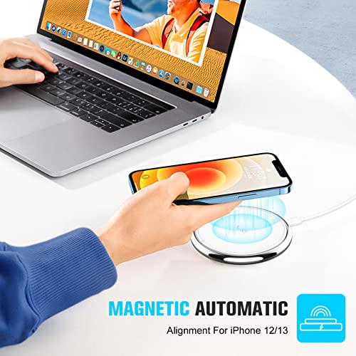 Magnetic Wireless Charger, Vebach Aluminum Fast Wireless Charging Pad with Detachable Cable Compatible with iPhone 14/14 plus/13/13 Pro/13 Pro Max/13 Mini, 12/12 Pro/12 Pro Max, AirPods 3 2 Pro etc