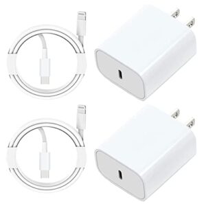 iphone fast charger, [2-pack] power adapter 20w pd usbc charging block 【apple mfi certified】 super fast chargers wall plug with 5 ft cords for iphone 14/13/12/11/10 ipad charger iphone 14 charger