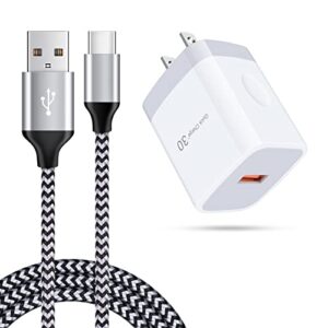 fast charging wall charger & cable for samsung galaxy, google pixel, moto & more – quick charge 3.0 usb c brick with 6ft cord