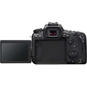 Canon Intl. EOS 90D DSLRCamera with EF 50mm f/1.8 STM,EF 75-300mm f/4-5.6 III Len,Portable LED Light,128GB Memory Card,Microphone, Extra LP-E6 Battery, Gadget Bag, Cleaning Kit + More 3616C002, Black