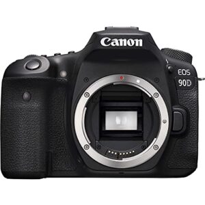 Canon Intl. EOS 90D DSLRCamera with EF 50mm f/1.8 STM,EF 75-300mm f/4-5.6 III Len,Portable LED Light,128GB Memory Card,Microphone, Extra LP-E6 Battery, Gadget Bag, Cleaning Kit + More 3616C002, Black