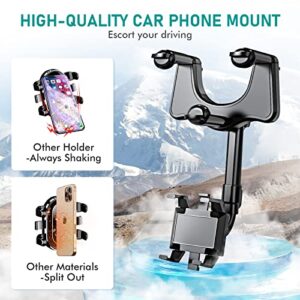 Phone Mount for Car, 360°Rotatable and Retractable Car Phone Holder Mount Multifunctional Rearview Mirror Phone Holder Car Adjustable Cell Phone Holder for All Smartphones