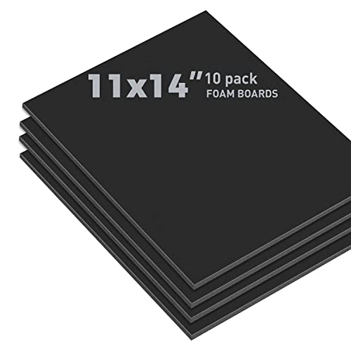 Golden State Art, Pack of 10, 3/16" Thick, 11x14 Black Foam Boards (11x14, Black)