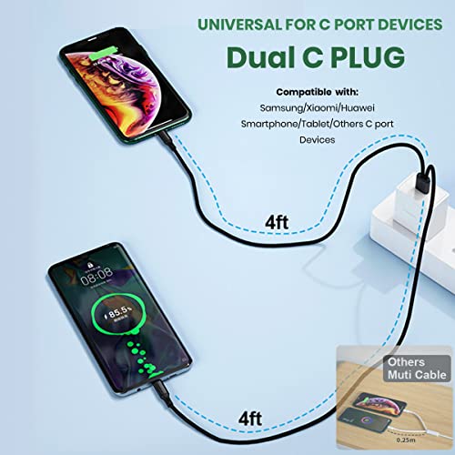 EROE Dual USB C Charging Cable Multi USB Charge Cable 2 in 1 Type C Multiple Charging Cord with Dual Type-C Connectors for Most Phones & Tablets…