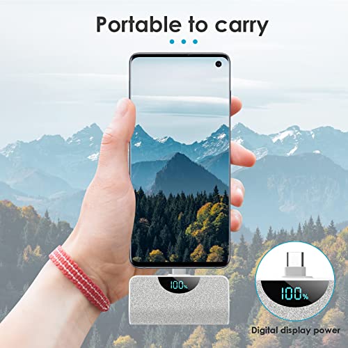 [2 Pack] Mini Portable Charger USB-C Power Bank 5200mAh,LCD Display 15W PD Fast Charging Battery Pack Backup Charger Compatible with Samsung Galaxy S22/S21/S10/S9,Note 20/10,Moto,LG,Android Phones etc