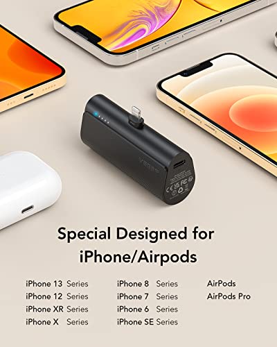 VEGER 2 Packs of 5000mAh Small Portable Chargers for iPhone, Mini Fast Charging 20W PD Power Bank Cordless Portable External Battery Pack for iPhone 13, 12, 11, 8, 7, XS Max, Pro Max, AirPods