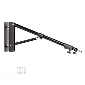 aisimee wall mounting triangle boom arm for photography strobe light, monolight, softbox, umbrella, reflector and ring light, support 180 degree rotation, max length 4 feet/125cm (black)