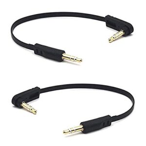 kework 3.5mm audio cable, 2-pack 15cm 1/8″ 3.5mm trs male to trs male stereo jack audio cable aux cord for headphone, car stereo, home stereo and more (single angle)