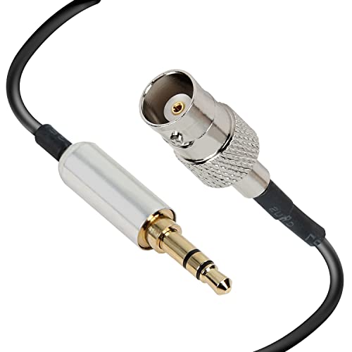 MEIRIYFA BNC Female to 3.5mm Coaxial Power Audio Cable, BNC Female Jack to 1/8" TRS Stereo Male Plug Audio Cable 1.2Ft (BNC Female to 3.5mm Male)