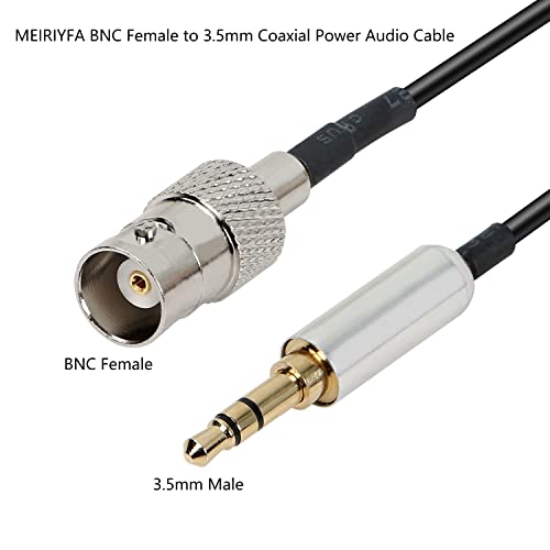 MEIRIYFA BNC Female to 3.5mm Coaxial Power Audio Cable, BNC Female Jack to 1/8" TRS Stereo Male Plug Audio Cable 1.2Ft (BNC Female to 3.5mm Male)