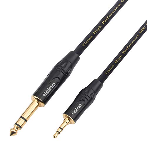 DISINO 1/8 to 1/4 Stereo Cable, Heavy Duty 3.5mm Mini Jack TRS to 6.35mm Jack TRS Audio Interconnect Path Cord Lead - 6.6 feet