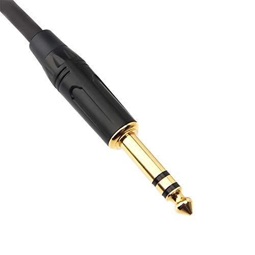 DISINO 1/8 to 1/4 Stereo Cable, Heavy Duty 3.5mm Mini Jack TRS to 6.35mm Jack TRS Audio Interconnect Path Cord Lead - 6.6 feet