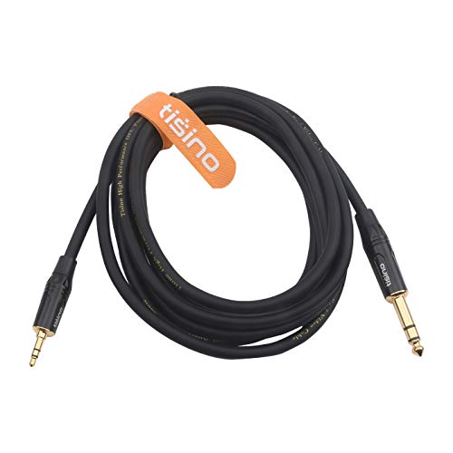 DISINO 1/8 to 1/4 Stereo Cable, Heavy Duty 3.5mm Mini Jack TRS to 6.35mm Jack TRS Audio Interconnect Path Cord Lead - 6.6 feet