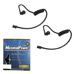 pack of 2 fbi style black twist on replacement acoustic tube for two-way radio headsets by maximalpower