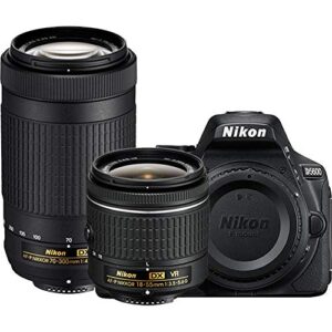 nikon d5600 24.2mp dslr camera with 18-55mm vr and 70-300mm dual lens (black) – (renewed) (18-55mm vr & 70-300mm 2 lens kit)