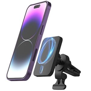 talk works cell phone car mount compatible w/iphone 13/13 pro/13 pro max/14/14 plus/14 pro/14 pro max, 12, mini, pro/max, magsafe – air vent magnetic holder stand (black)