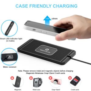 Wireless Charging Pad for Car REESTECQI 15W Wireless Car Charger Pad Type C Qi Wireless Charger Car Non Slip [PD20W Car Charger Incl.] for Airpods iPhone 14/13/12/11 Samsung S22/S21/S20 (30CM Cable)