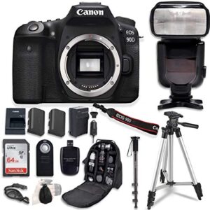 canon eos 90d digital slr camera bundle (body only) with professional accessory bundle (14 items)