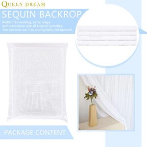 White Sequin Backdrop Curtain 4 Pack 2ft x 8ft Backdrop Birthday Party Backdrop Wedding Ceremony Background