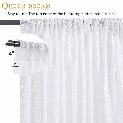 White Sequin Backdrop Curtain 4 Pack 2ft x 8ft Backdrop Birthday Party Backdrop Wedding Ceremony Background