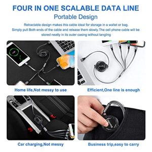 Bismdky Multi USB Retractable Charger Cable, 4 in 1 Multiple Charging Cord Adapter with Type C Micro USB Mini Port Connectors Compatible with Cell Phones Tablets Universal Use Black BIR4IN1 3.3FT