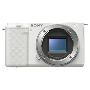 Sony ZV-E10 Mirrorless Camera Body, White Bundle with 64GB SD Card, Shoulder Bag