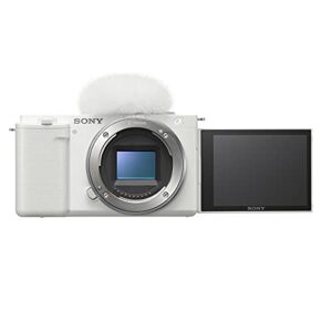 Sony ZV-E10 Mirrorless Camera Body, White Bundle with 64GB SD Card, Shoulder Bag