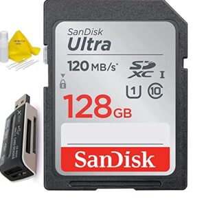 SanDisk 128GB Ultra Class 10 SDXC UHS-I SD Memory Card for Canon EOS Rebel T8i T7i T7 T6i T6S T6 T5i T5 T3i SL2 SL1 EOS 90D 80D 77D 70D EOS 9000D 800D 760D 750D DSLR Camera + Accessories