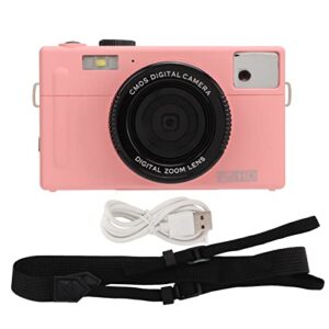 pusokei micro single camera, 1080p fhd micro single camera with 3.0 inch lcd display, portable mirrorless camera 16x digital zoom 24mp built in microphone(pink)