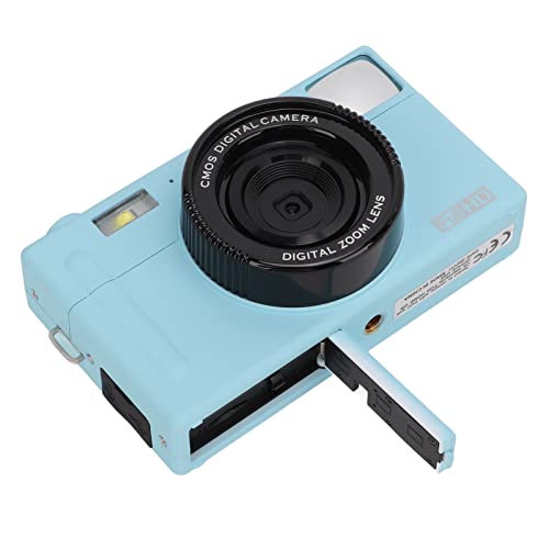 PUSOKEI Micro Single Camera, 1080P FHD Micro Single Camera with 3.0 Inch LCD Display, Portable Mirrorless Camera 16X Digital Zoom 24MP Built in Microphone(Blue)