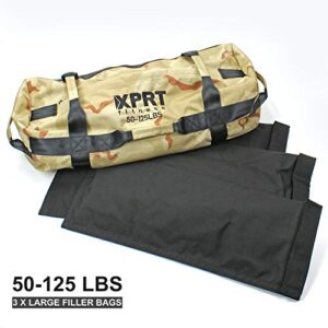 XPRT Fitness Workout Sandbag for Heavy Duty Workout Cross Training 7 Multi-positional Handles - Color Army Green/Black/Camo (Black, Medium)