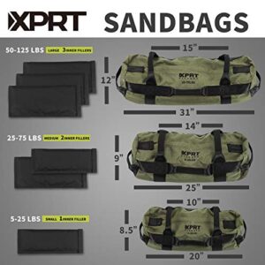 XPRT Fitness Workout Sandbag for Heavy Duty Workout Cross Training 7 Multi-positional Handles - Color Army Green/Black/Camo (Black, Medium)