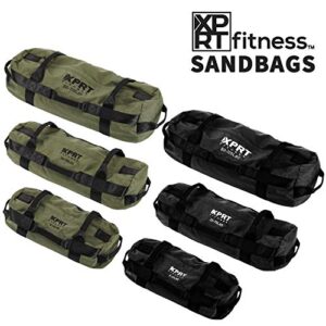 XPRT Fitness Workout Sandbag for Heavy Duty Workout Cross Training 7 Multi-positional Handles - Color Army Green/Black/Camo (Black, Medium)