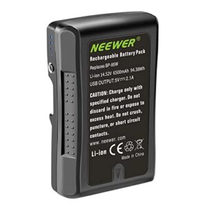neewer v mount/v lock battery – 95wh 14.8v 6600mah rechargeable li-ion battery for broadcast video camcorder, compatible with sony hdcam, xdcam, digital cinema cameras and other camcorders
