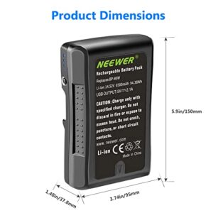 Neewer V Mount/V Lock Battery - 95Wh 14.8V 6600mAh Rechargeable Li-ion Battery for Broadcast Video Camcorder, Compatible with Sony HDCAM, XDCAM, Digital Cinema Cameras and Other Camcorders