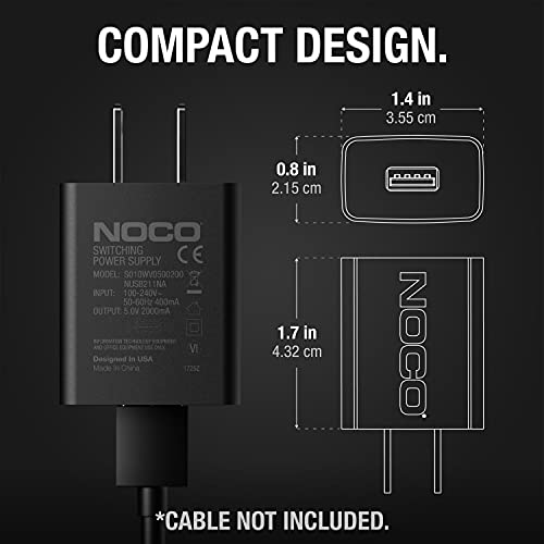 NOCO NUSB211NA 10W USB Power Adapter, 2.1A 5V Wall Charger and Compatible with NOCO, Apple, Samsung, Google, Amazon Devices