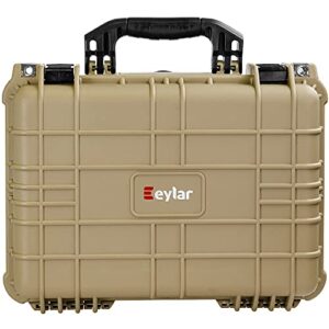 eylar standard 16″ gear, equipment, hard camera case waterproof with foam tsa standards (tan)