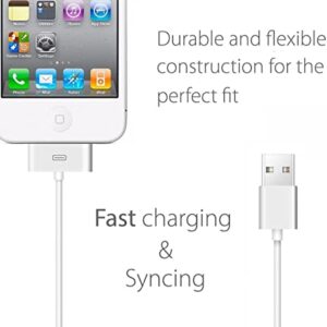 [Apple MFi Certified] 30-Pin to USB Cable for iPhone 4 Charging and Sync Data Connector Support for iPhone 4 4s, iPhone 3G 3GS, iPad 3 2 1,iPod Classic iPod Touch iPod Nano