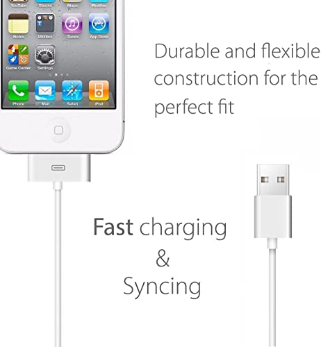 [Apple MFi Certified] 30-Pin to USB Cable for iPhone 4 Charging and Sync Data Connector Support for iPhone 4 4s, iPhone 3G 3GS, iPad 3 2 1,iPod Classic iPod Touch iPod Nano