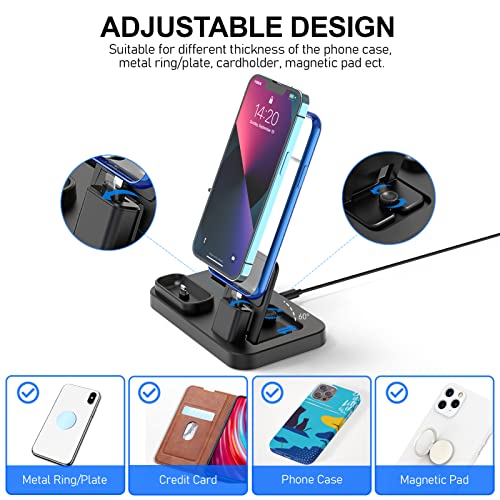 3 in 1 Charging Station for Apple Products, Removable Charging Stand for iPhone Series AirPods Pro/3/2/1, Charging Dock for Apple Watch SE/Ultra/8/7/6/5/4/3/2/1(with 15W Adapter and Cable)(Black)