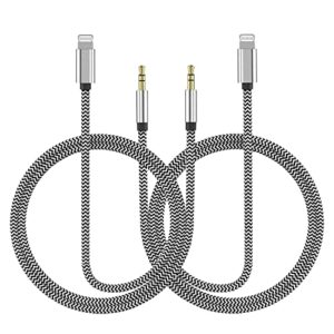 aux cord for iphone, 2 pack 3.3ft [apple mfi certified] lightning to 3.5mm aux audio adapter cable compatible with iphone 14 13 12 11 xs xr x 8 7 6 for car home stereo headphone speaker, silver