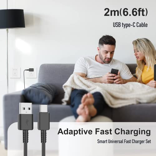 Samsung Fast Charger with USB Type C Cable 6ft for Samsung Galaxy S10/S10e/S10 Plus/S9/S9 Plus/S8/S8 Plus/A13/A03s/A30/A31/A32/A50/A51/A52/A53/Note 20/Note 10/Note 9/Note 8/S20/S20+/S21/S21+/S22 Ultra