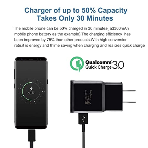 Samsung Fast Charger with USB Type C Cable 6ft for Samsung Galaxy S10/S10e/S10 Plus/S9/S9 Plus/S8/S8 Plus/A13/A03s/A30/A31/A32/A50/A51/A52/A53/Note 20/Note 10/Note 9/Note 8/S20/S20+/S21/S21+/S22 Ultra